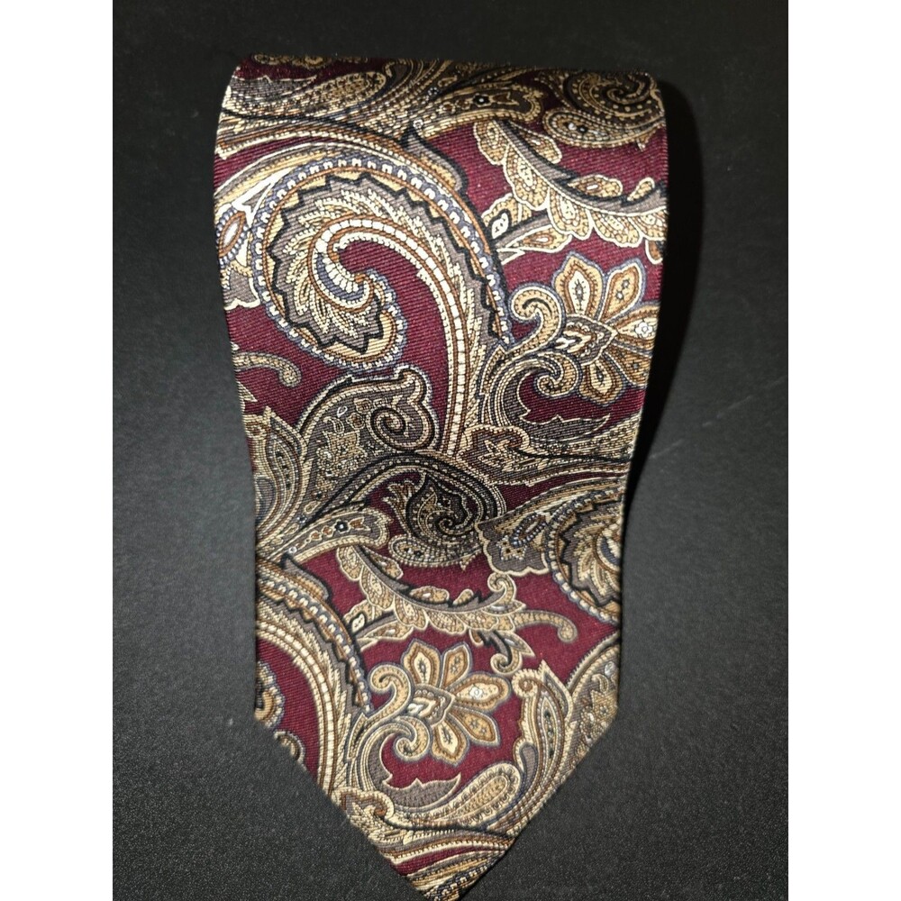JOS. A. BANK Executive Collection Silk Necktie Designer PAISLEY Dark Red - Silk